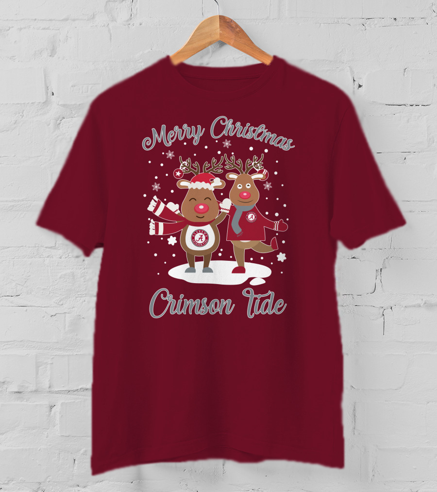 Crimson Tide Merry Christmas Reindeer T-Shirt