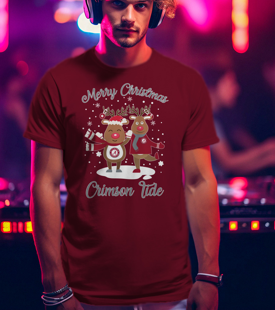 Crimson Tide Merry Christmas Reindeer T-Shirt
