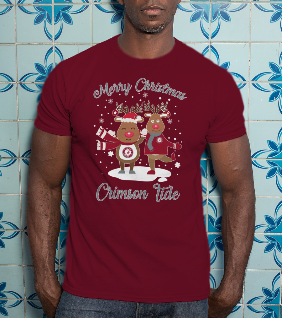 Crimson Tide Merry Christmas Reindeer T-Shirt