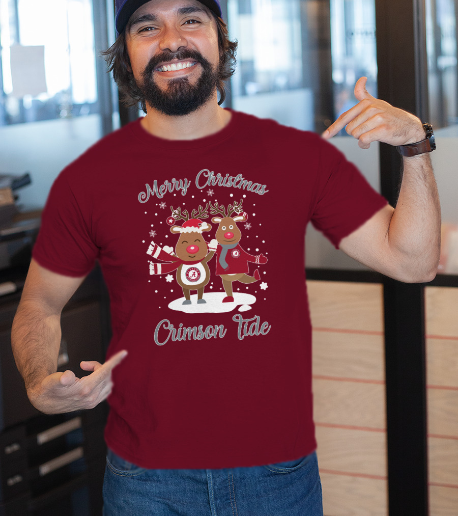 Crimson Tide Merry Christmas Reindeer T-Shirt