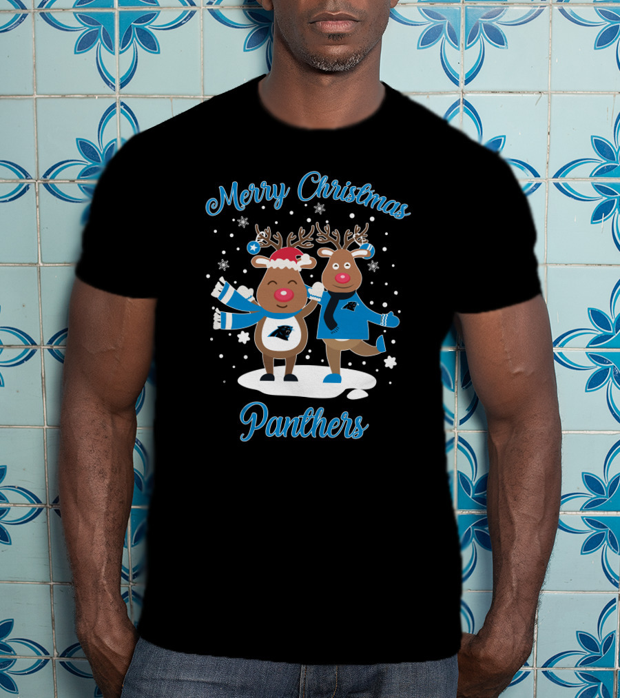 Merry Christmas Carolina Panthers Reindeer T-Shirt