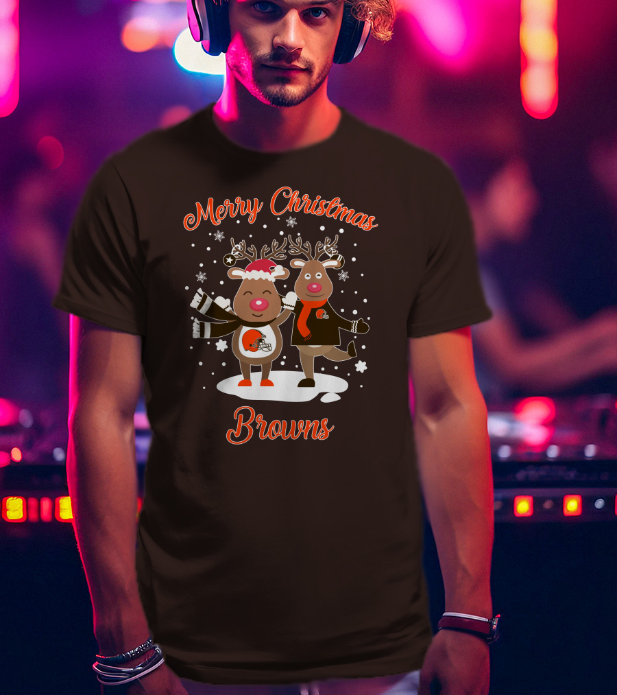 Merry Christmas Cleveland Browns Reindeer T-Shirt