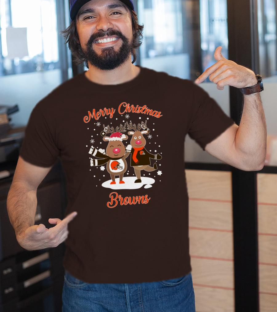 Merry Christmas Cleveland Browns Reindeer T-Shirt