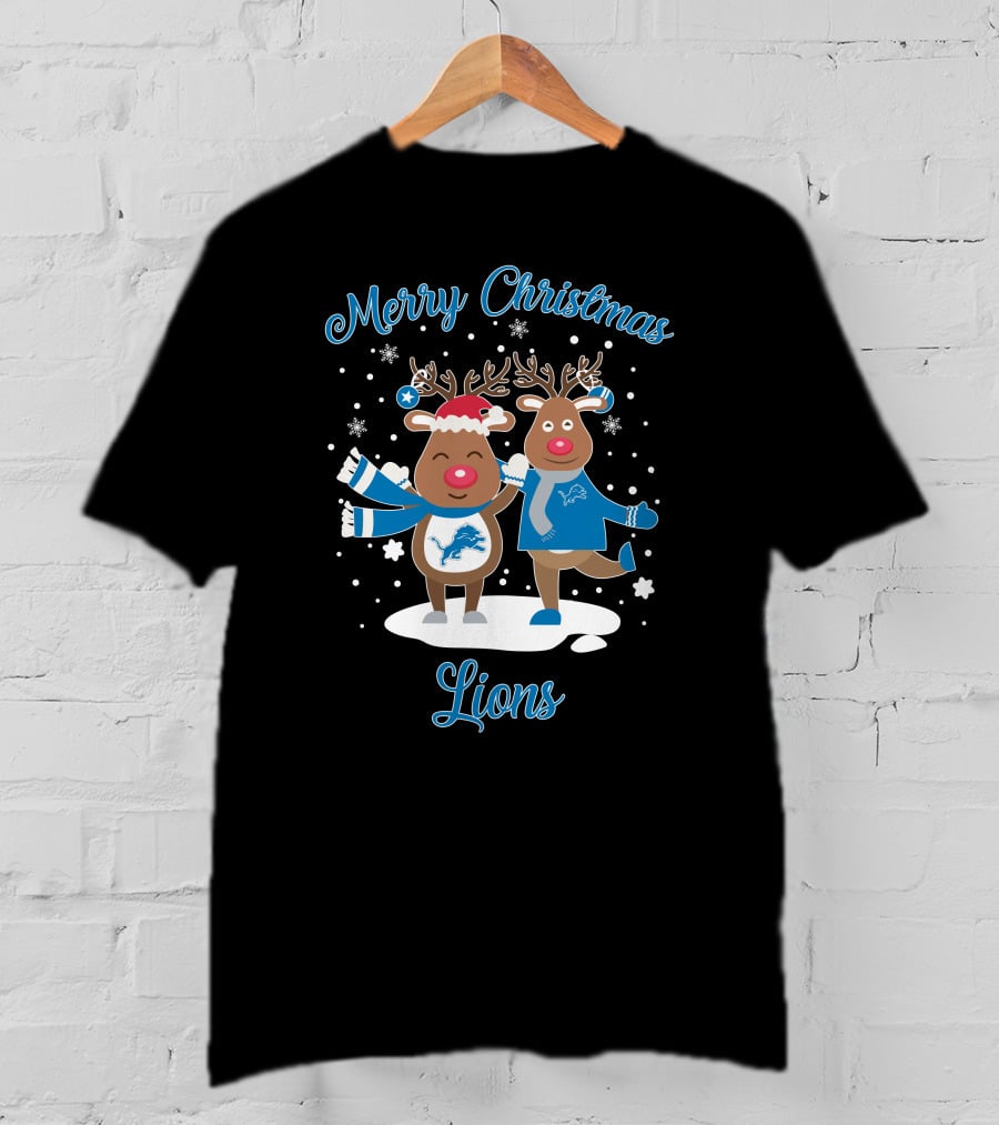 Merry Christmas Detroit Lions Reindeer T-Shirt