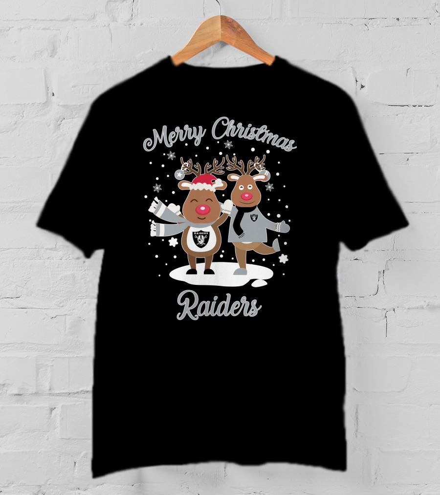 Merry Christmas Raiders Reindeer Holiday Fun T-Shirt