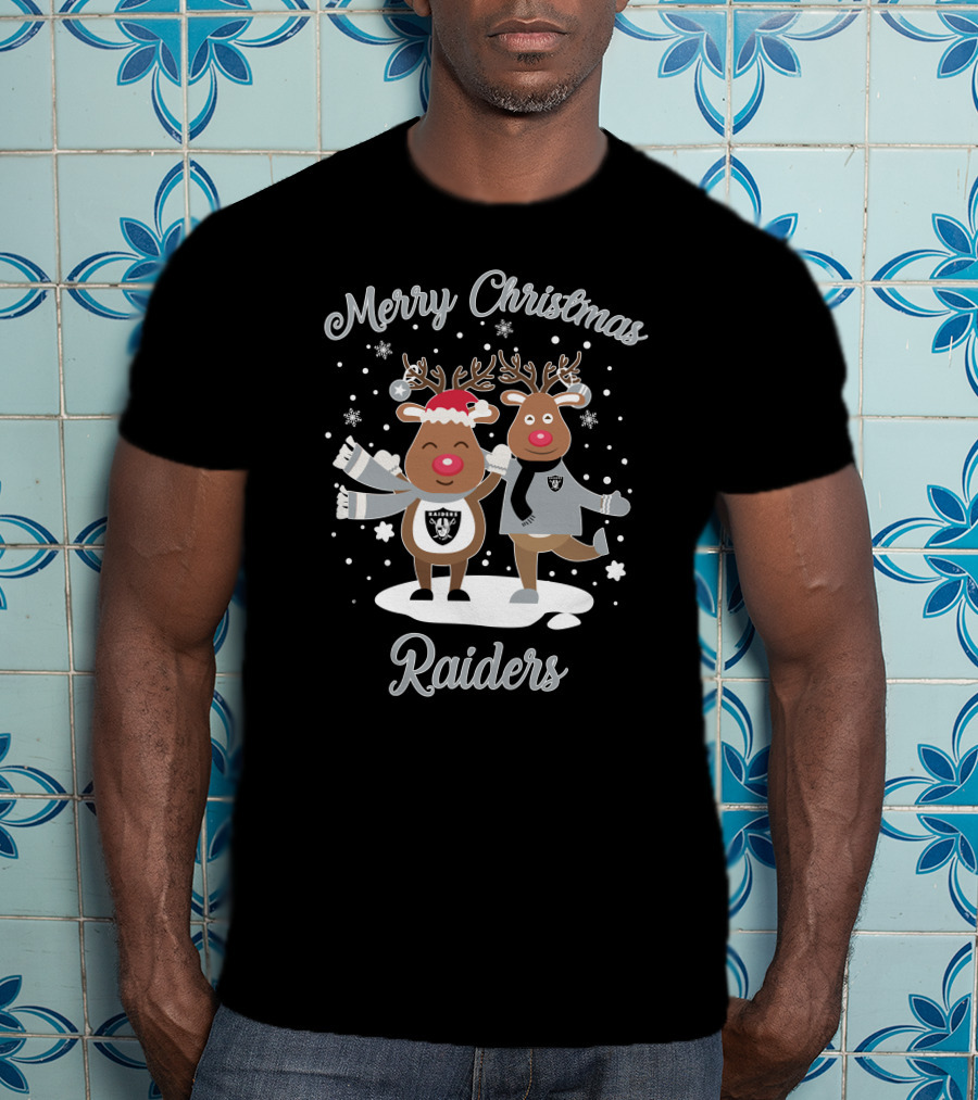 Merry Christmas Raiders Reindeer Holiday Fun T-Shirt