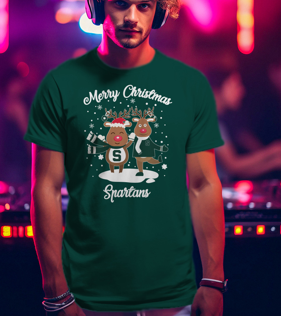 Merry Christmas Michigan State Spartans Reindeer T-Shirt