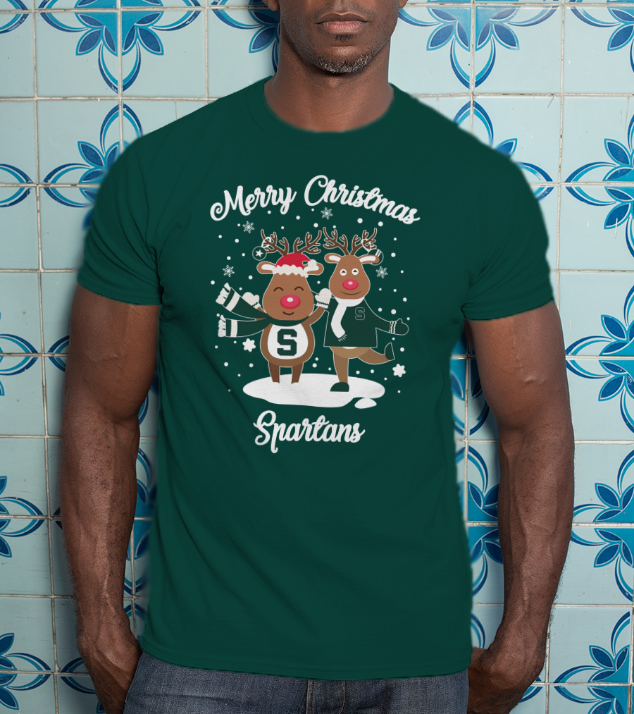Merry Christmas Michigan State Spartans Reindeer T-Shirt
