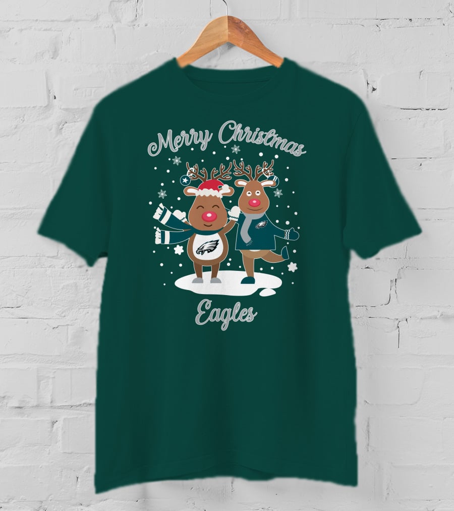 Merry Christmas Eagles Reindeer With Philadelphia Eagles T-Shirt