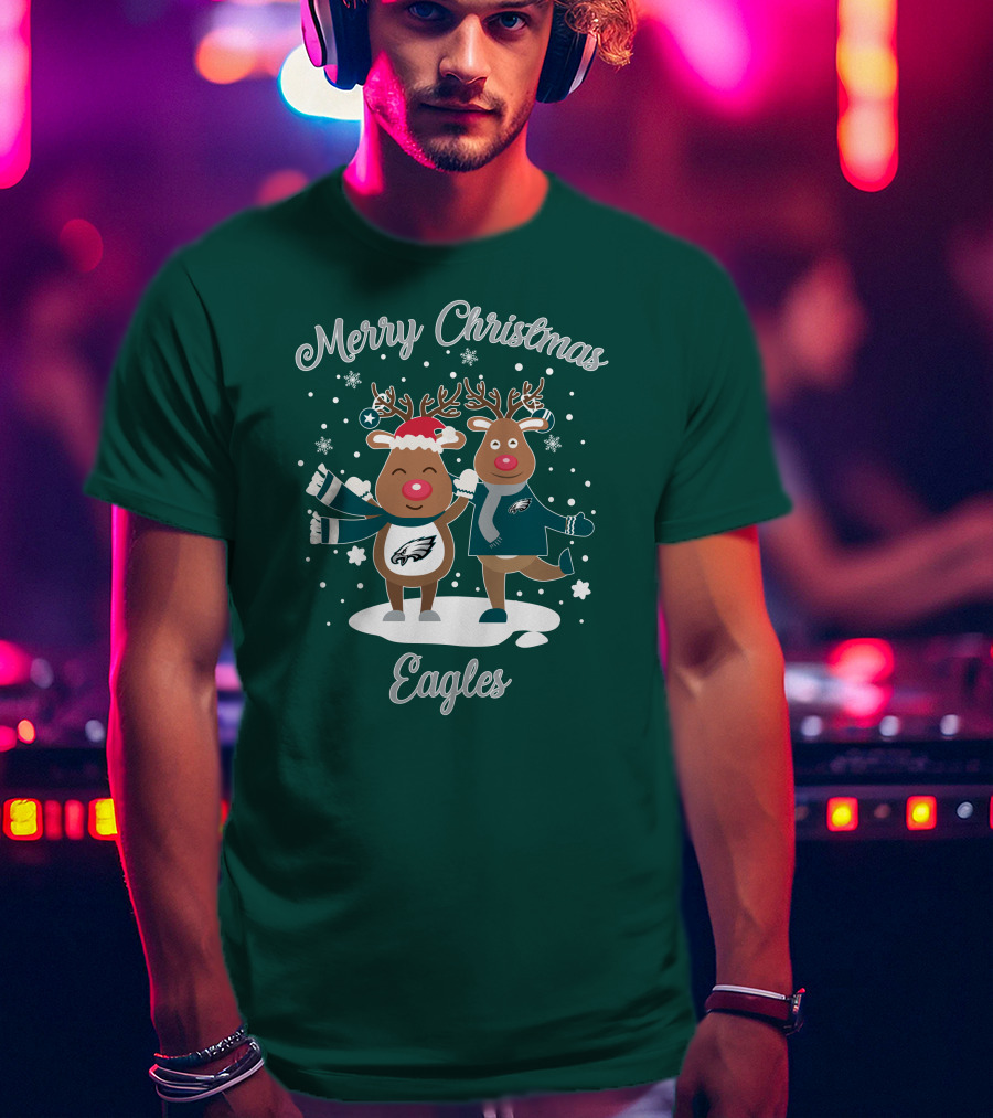 Merry Christmas Eagles Reindeer With Philadelphia Eagles T-Shirt