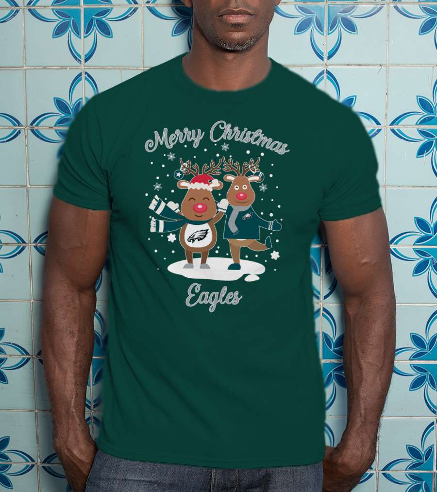 Merry Christmas Eagles Reindeer With Philadelphia Eagles T-Shirt