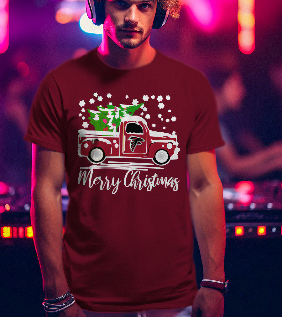 Atlanta Falcons Vintage Truck Merry Christmas T-Shirt