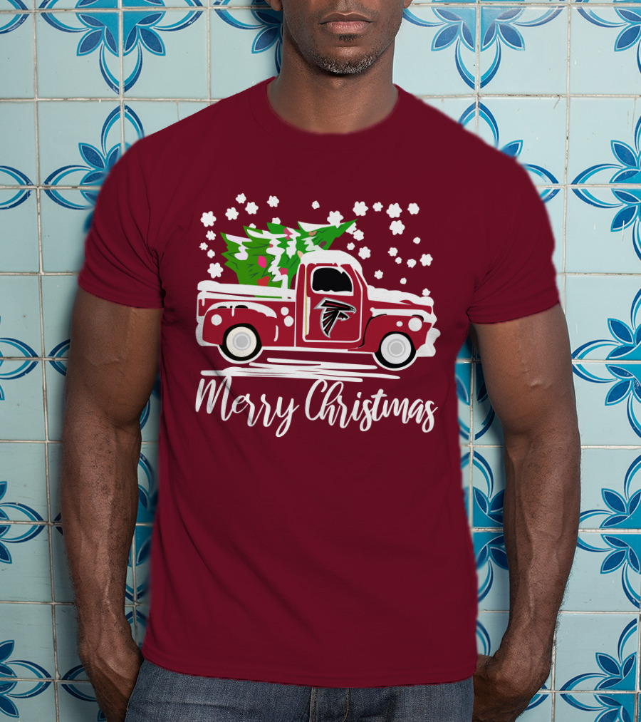Atlanta Falcons Vintage Truck Merry Christmas T-Shirt