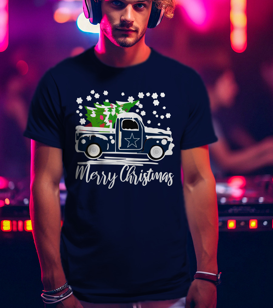 Dallas Cowboys Vintage Truck Merry Christmas T-Shirt