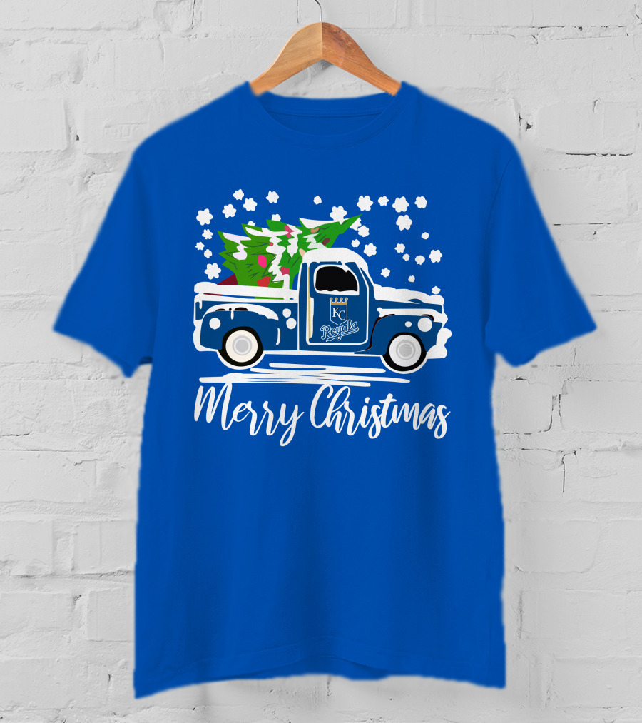 Kansas City Royals Vintage Car Merry Christmas Tree Winter Holiday T-Shirt