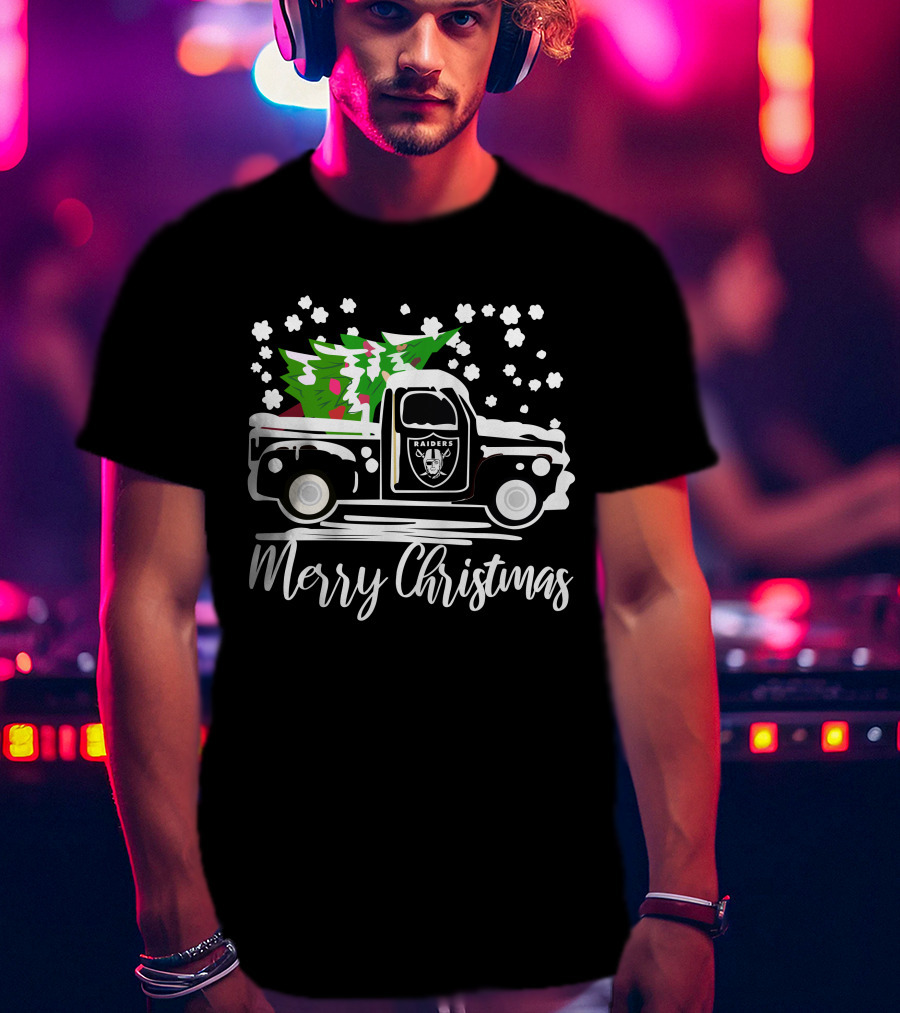 Las Vegas Raiders Vintage Car Merry Christmas Raiders T-Shirt
