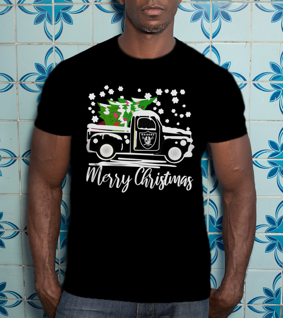 Las Vegas Raiders Vintage Car Merry Christmas Raiders T-Shirt