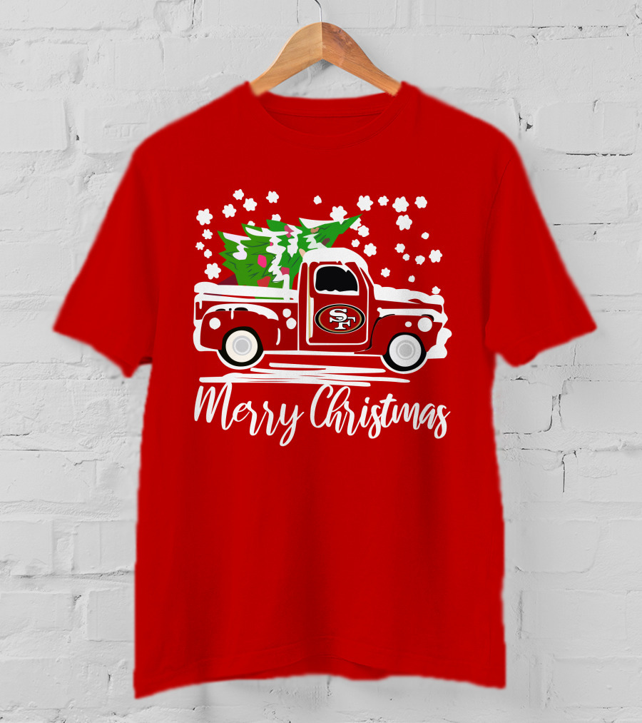 San Francisco 49ers SF Vintage Truck Merry Christmas T-Shirt