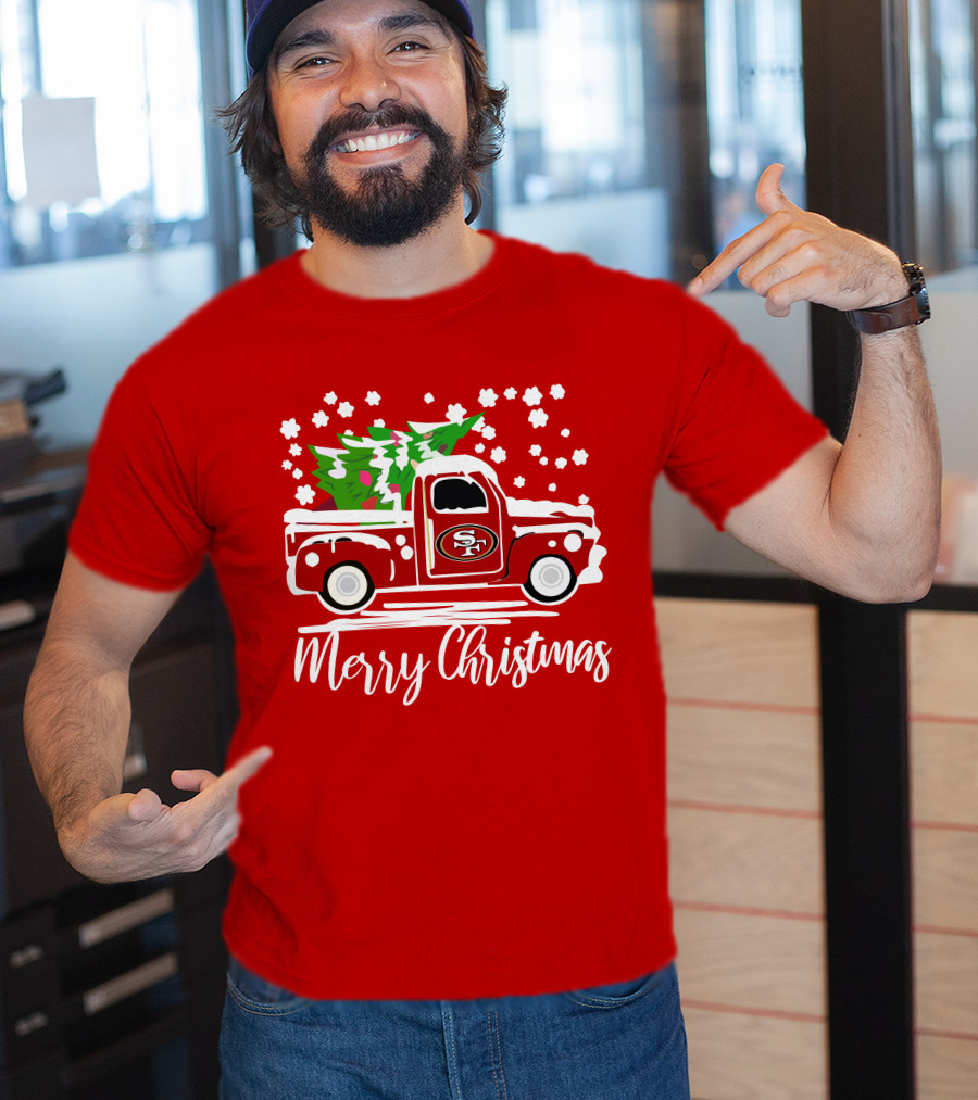 San Francisco 49ers SF Vintage Truck Merry Christmas T-Shirt