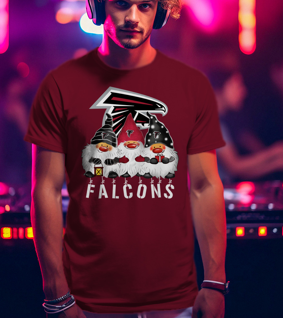 Atlanta Falcons Merry Christmas Happy Holidays Gnomes T-Shirt