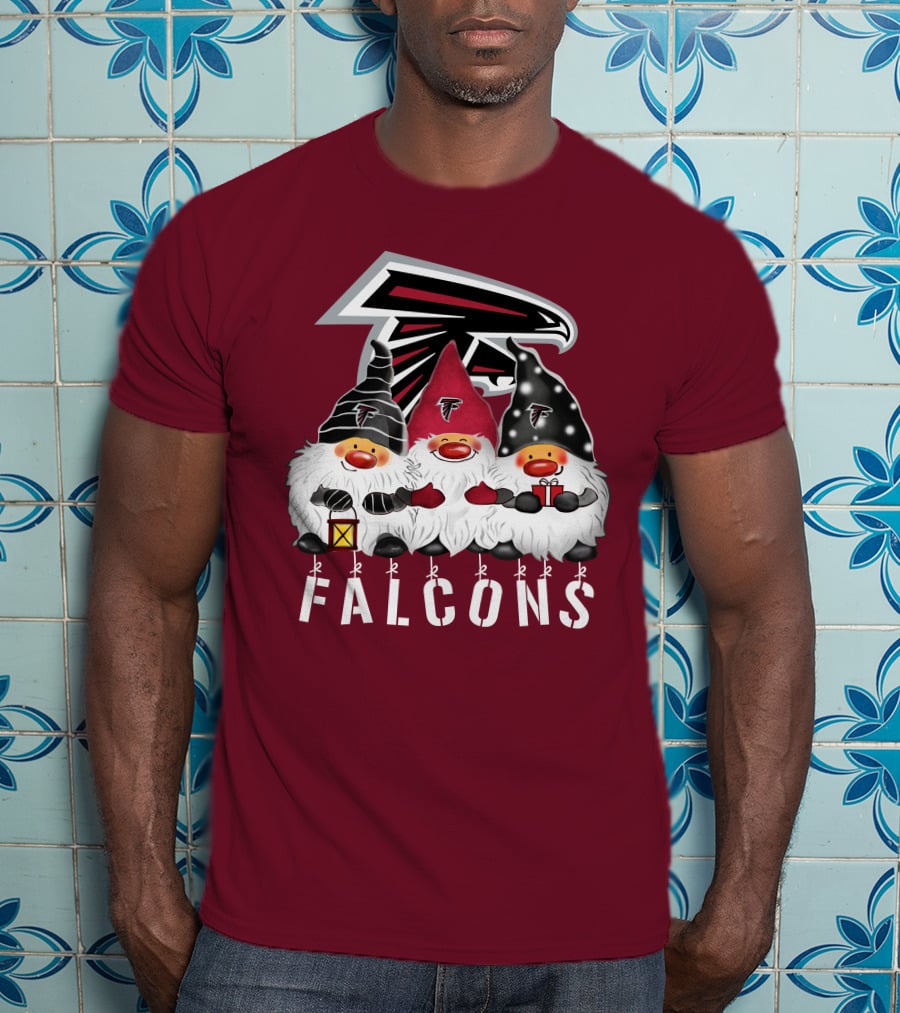 Atlanta Falcons Merry Christmas Happy Holidays Gnomes T-Shirt