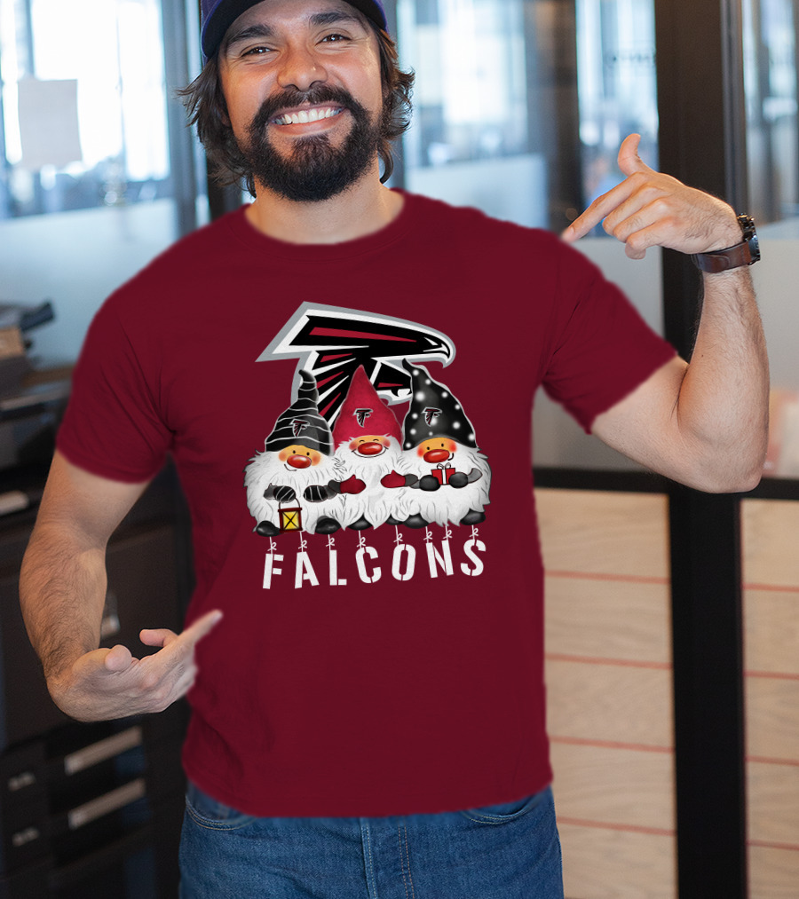 Atlanta Falcons Merry Christmas Happy Holidays Gnomes T-Shirt