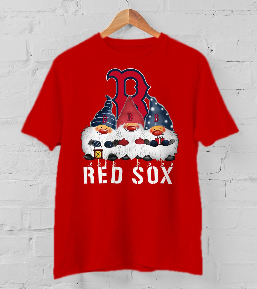 Boston Red Sox Merry Christmas Happy Holidays Gnomes T-Shirt