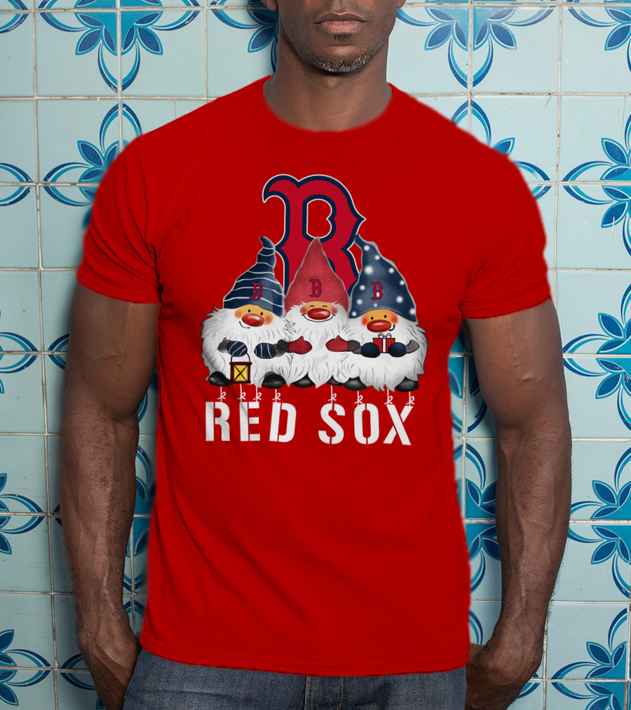 Boston Red Sox Merry Christmas Happy Holidays Gnomes T-Shirt
