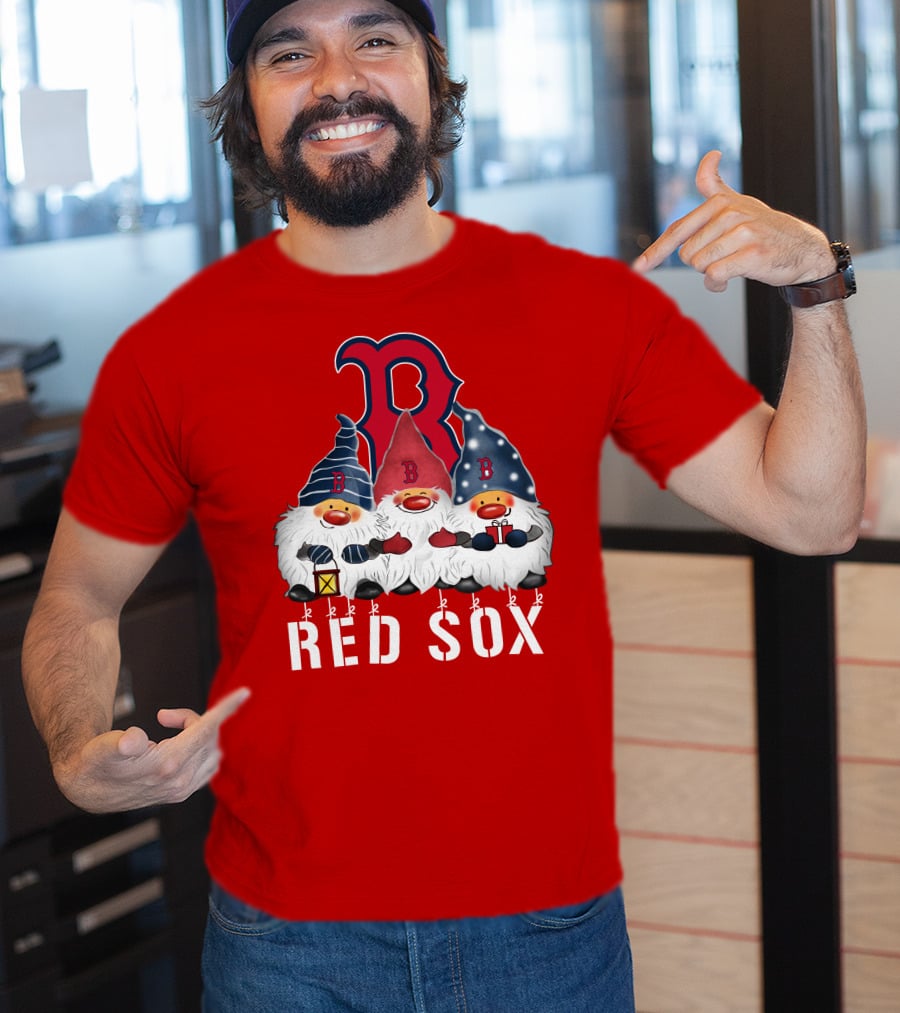 Boston Red Sox Merry Christmas Happy Holidays Gnomes T-Shirt