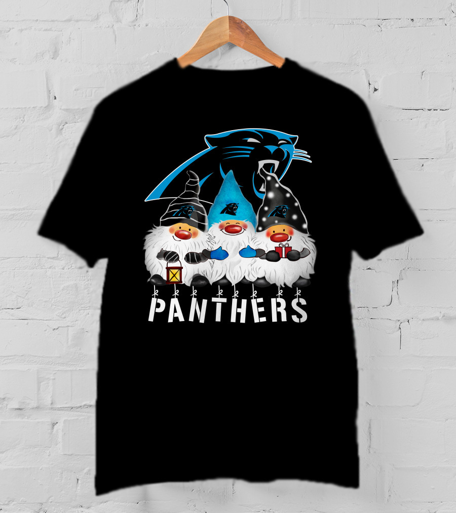 Panthers Christmas Gnomes Carolina Panthers Merry Christmas Happy Holidays T-Shirt