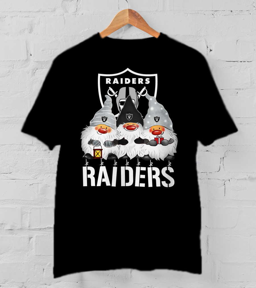 Las Vegas Raiders Merry Christmas Happy Holidays Raiders Gnomes T-Shirt