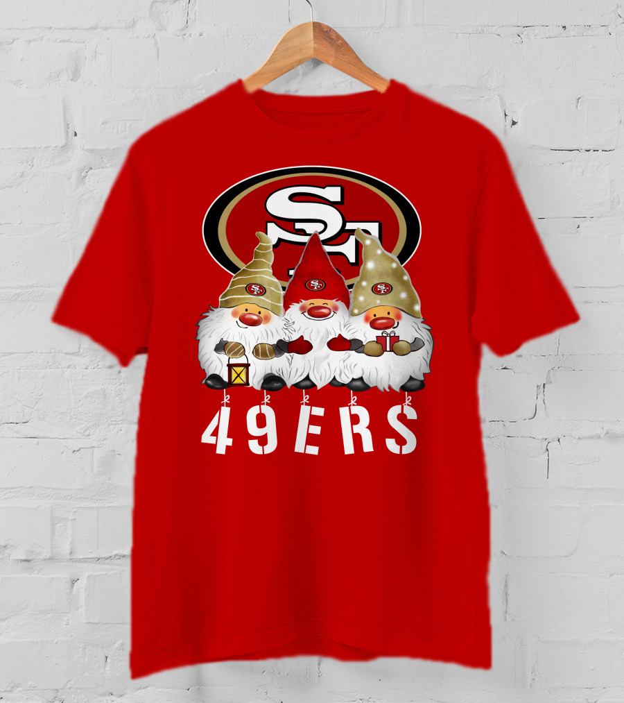 San Francisco 49ers Merry Christmas Happy Holidays Gnomes 49ers T-Shirt