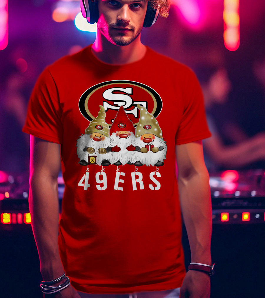 San Francisco 49ers Merry Christmas Happy Holidays Gnomes 49ers T-Shirt