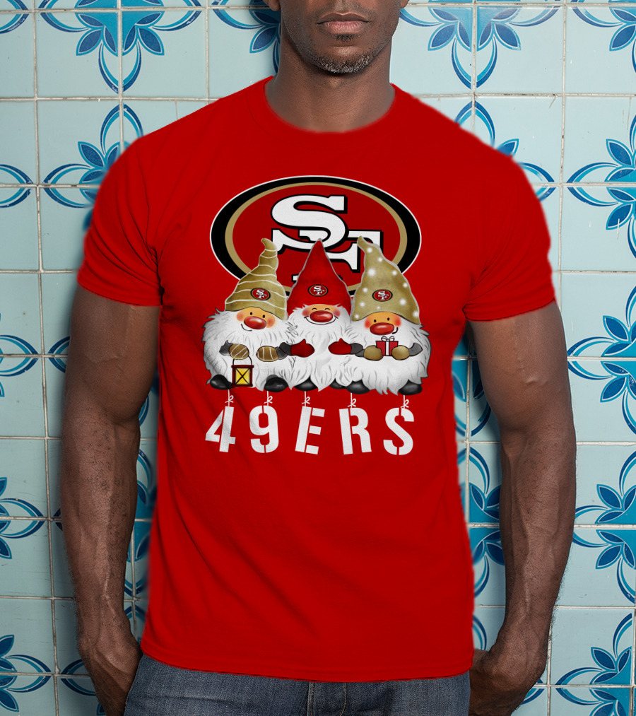 San Francisco 49ers Merry Christmas Happy Holidays Gnomes 49ers T-Shirt