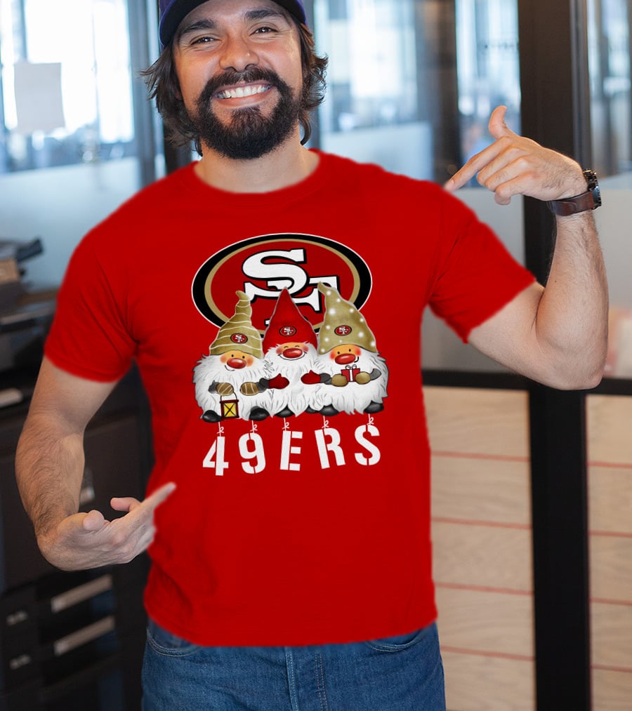 San Francisco 49ers Merry Christmas Happy Holidays Gnomes 49ers T-Shirt
