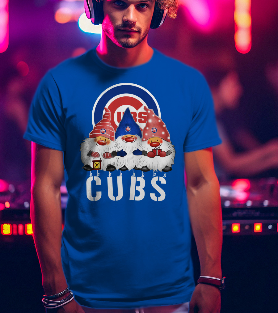 Chicago Cubs Merry Christmas Happy Holidays Festive Gnomes T-Shirt