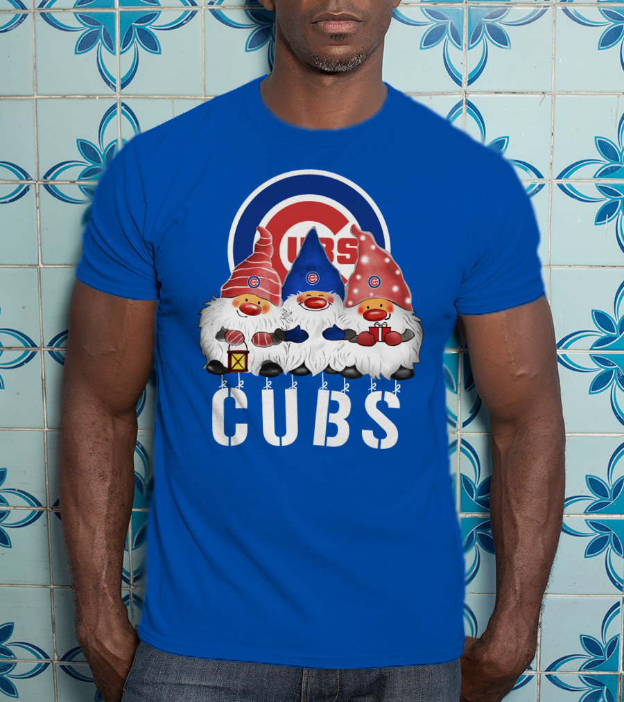 Chicago Cubs Merry Christmas Happy Holidays Festive Gnomes T-Shirt