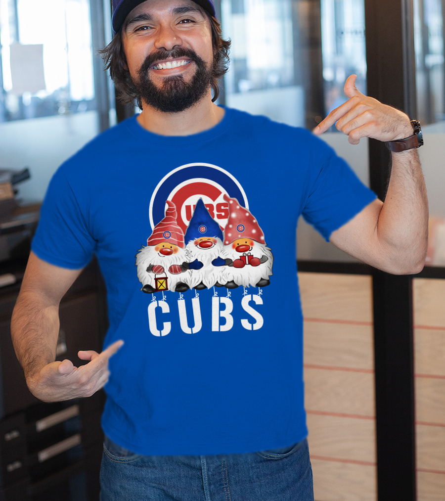 Chicago Cubs Merry Christmas Happy Holidays Festive Gnomes T-Shirt