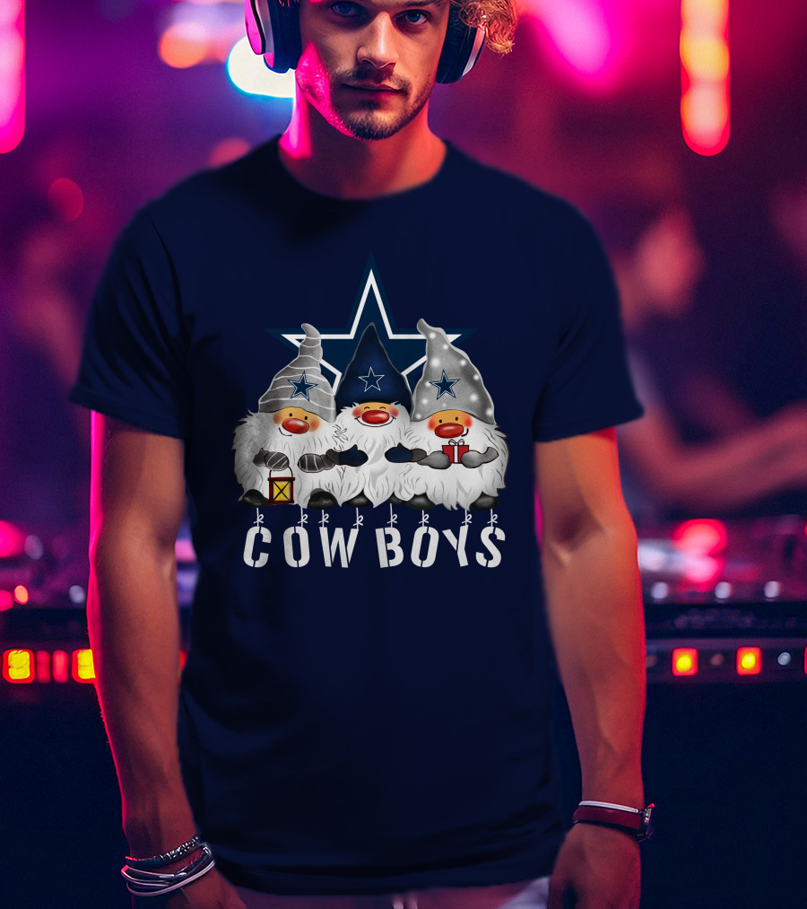 Dallas Cowboys Christmas Gnomes Merry Holidays T-Shirt