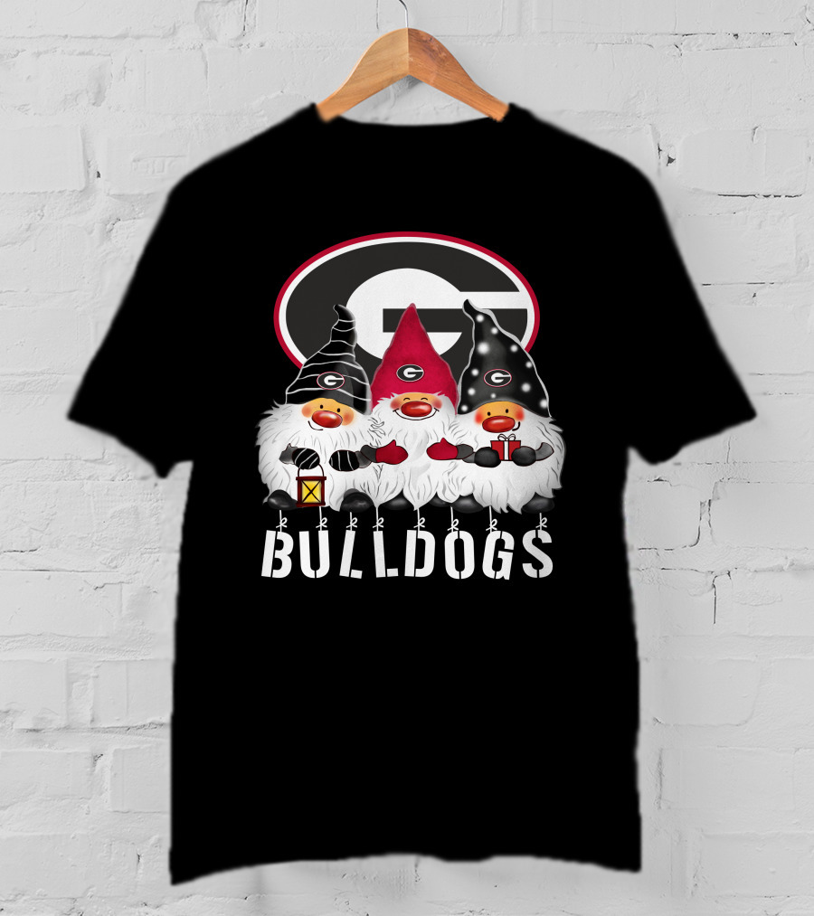 Georgia Bulldogs Merry Christmas Happy Holidays Gnomes T-Shirt