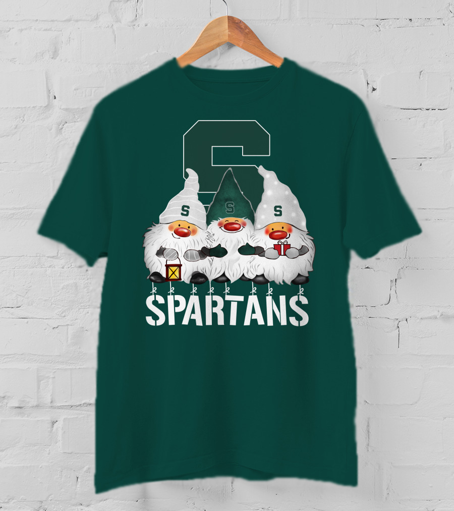 Michigan State Spartans Christmas Gnomes Holiday Celebrations T-Shirt