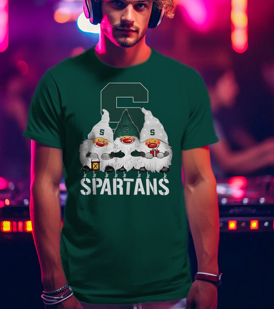 Michigan State Spartans Christmas Gnomes Holiday Celebrations T-Shirt