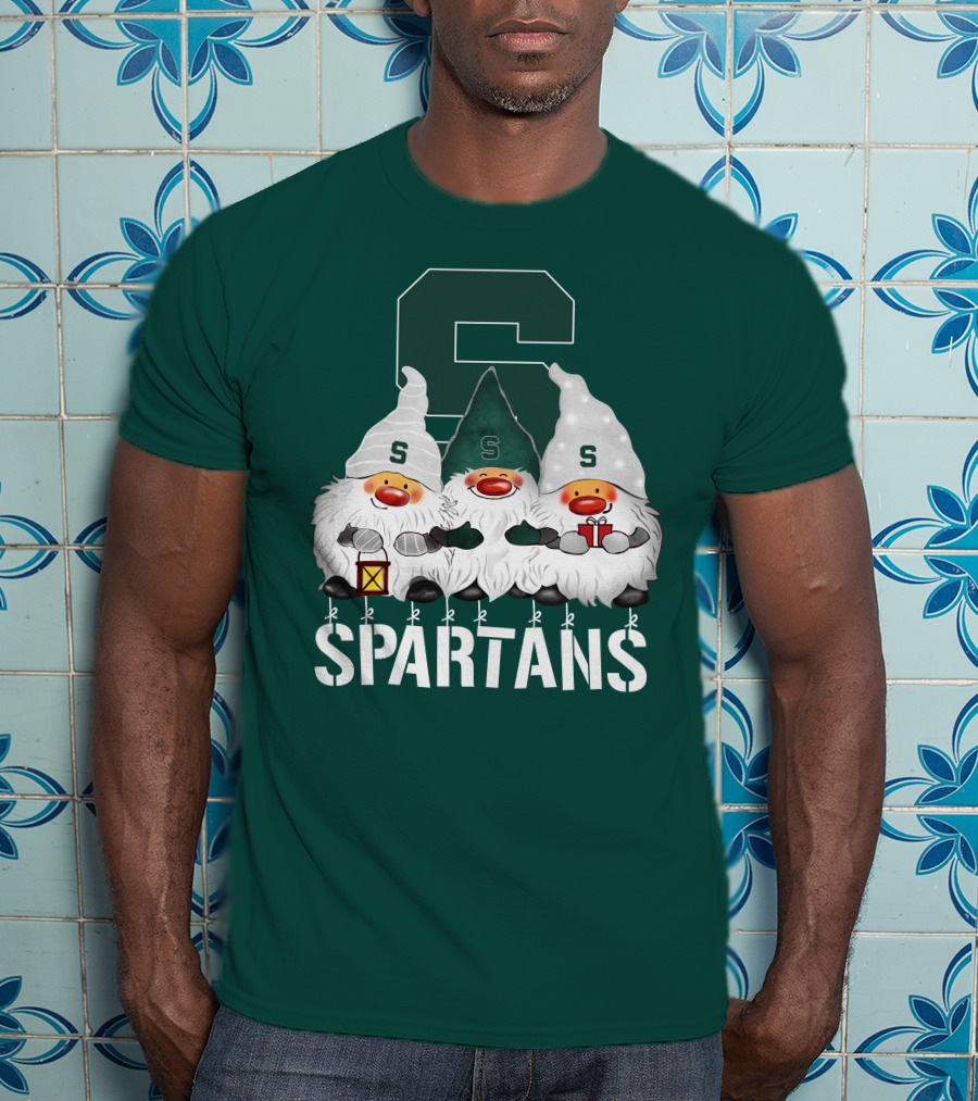 Michigan State Spartans Christmas Gnomes Holiday Celebrations T-Shirt