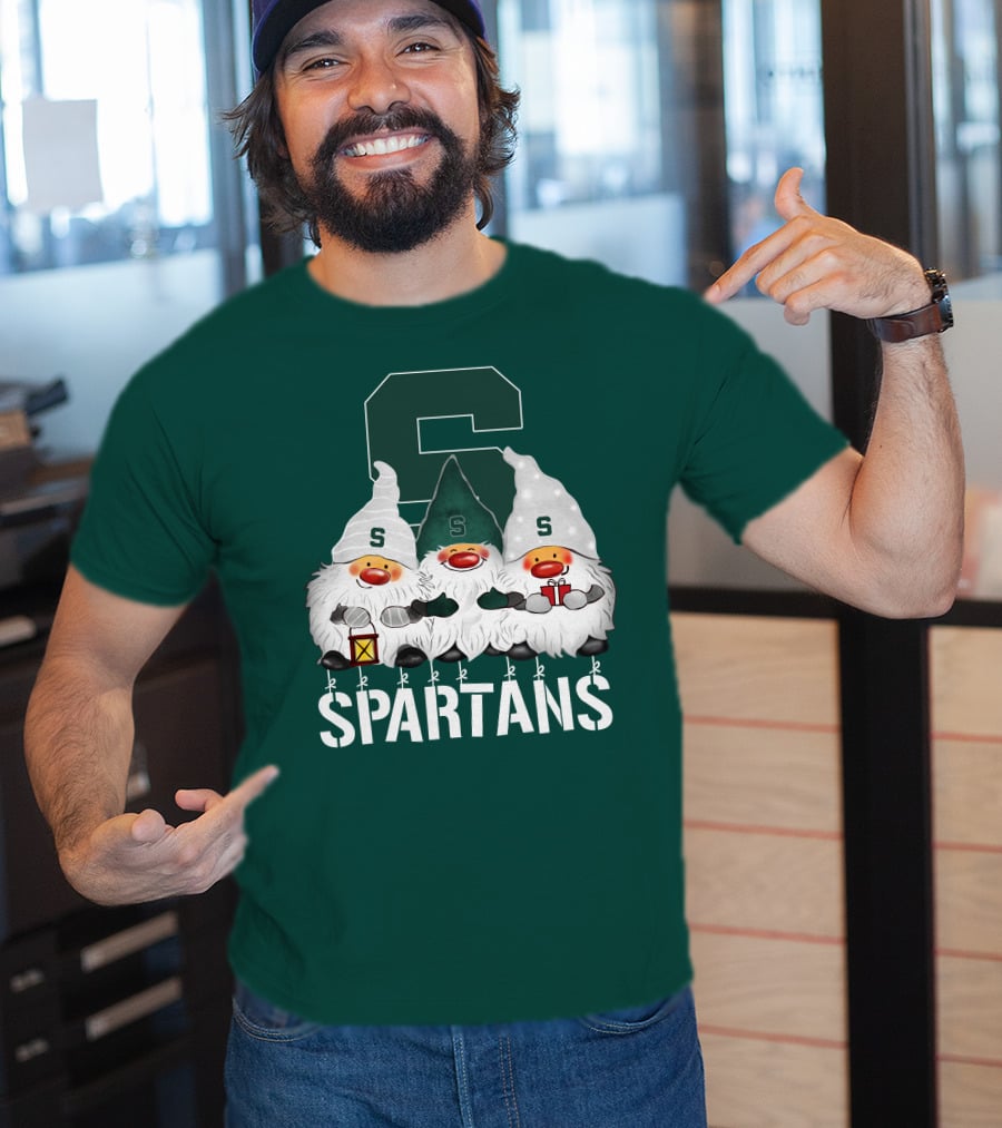 Michigan State Spartans Christmas Gnomes Holiday Celebrations T-Shirt