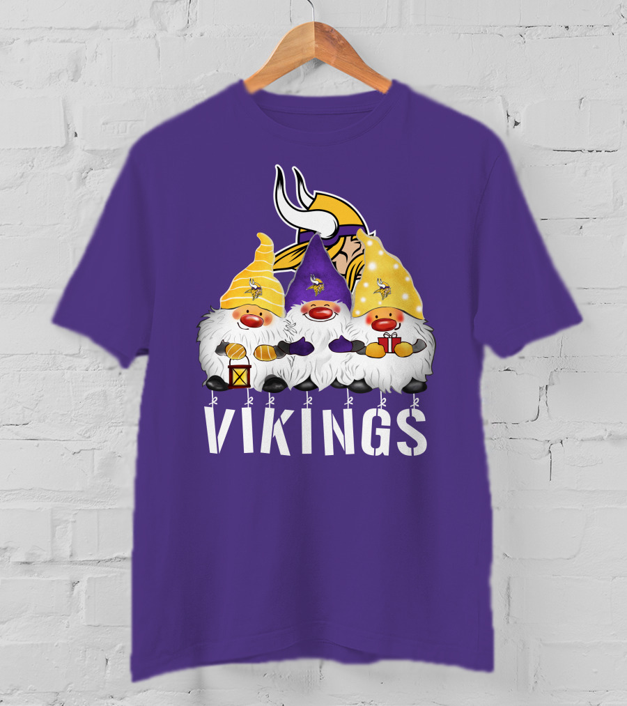 Minnesota Vikings Merry Christmas Happy Holidays Gnomes T-Shirt