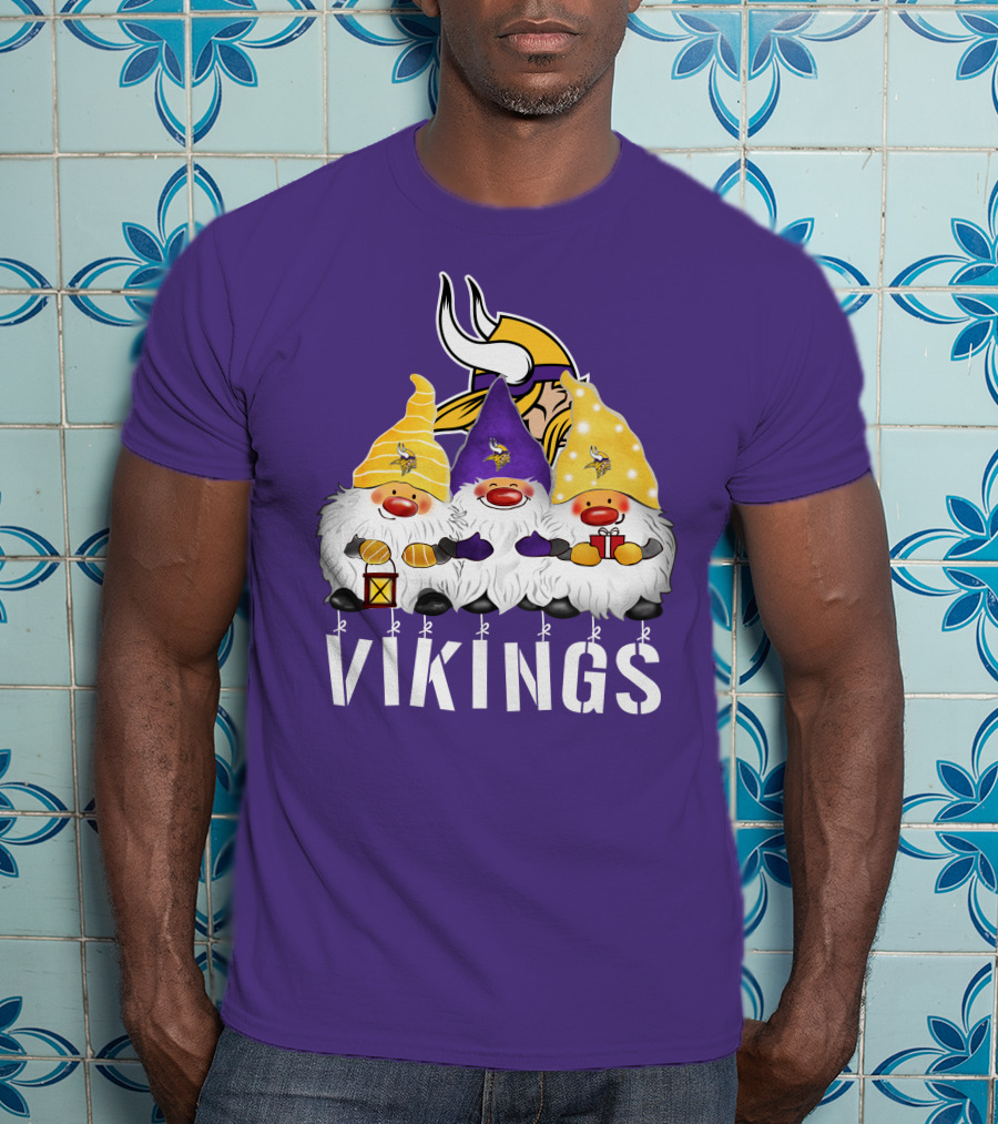 Minnesota Vikings Merry Christmas Happy Holidays Gnomes T-Shirt