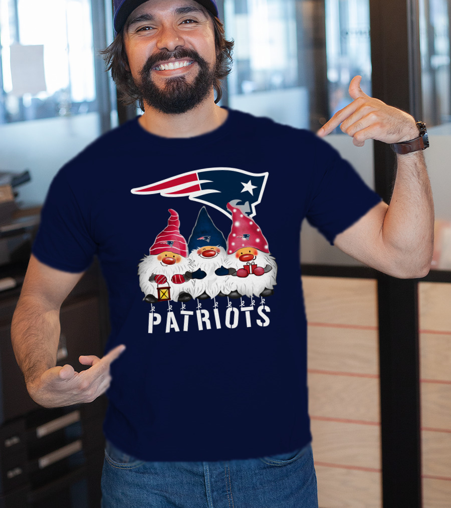 New England Patriots Merry Christmas Happy Holidays Gnomes NFL T-Shirt