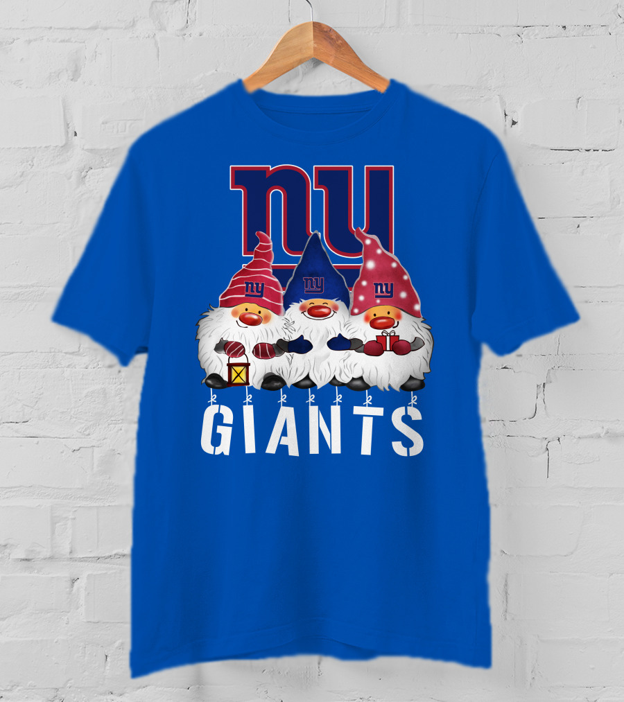 New York Giants Merry Christmas Happy Holidays Gnomes T-Shirt