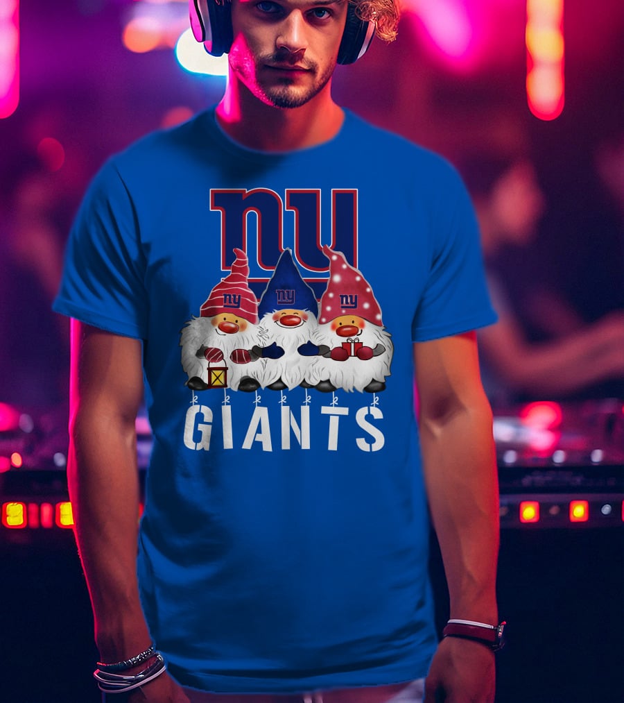 New York Giants Merry Christmas Happy Holidays Gnomes T-Shirt