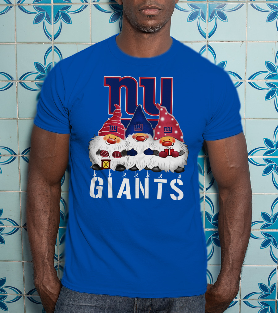 New York Giants Merry Christmas Happy Holidays Gnomes T-Shirt